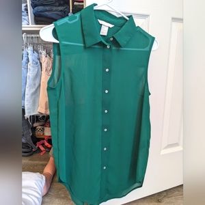 Green sheer button up tank